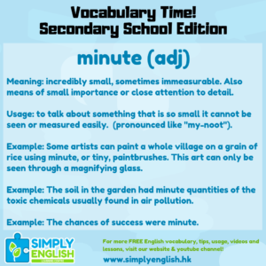 Simply English Learning Centre - Vocabulary Time - Here we go over the word minute.