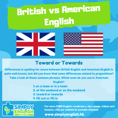 Simply English - British Vs American English - Prepositions - 1080x1080