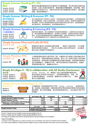 Simply English Learning Centre - Summer Course Graphic 2023 - A3 - p2